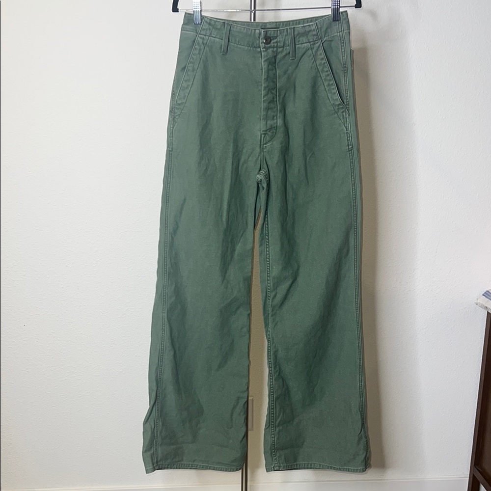 MOTHER Olive Green High-Rise Wide Leg Pants